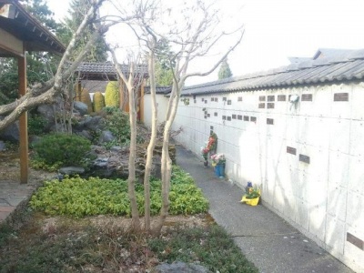 Encompassing the garden is a columbarium